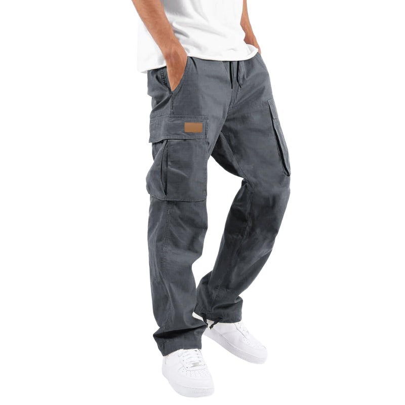 WZIKAI Mens Cargo Pants Casual Joggers Hiking Pants Loose Straight Athletic Workout Sweatpants with Pockets Gray XXL - Image 1