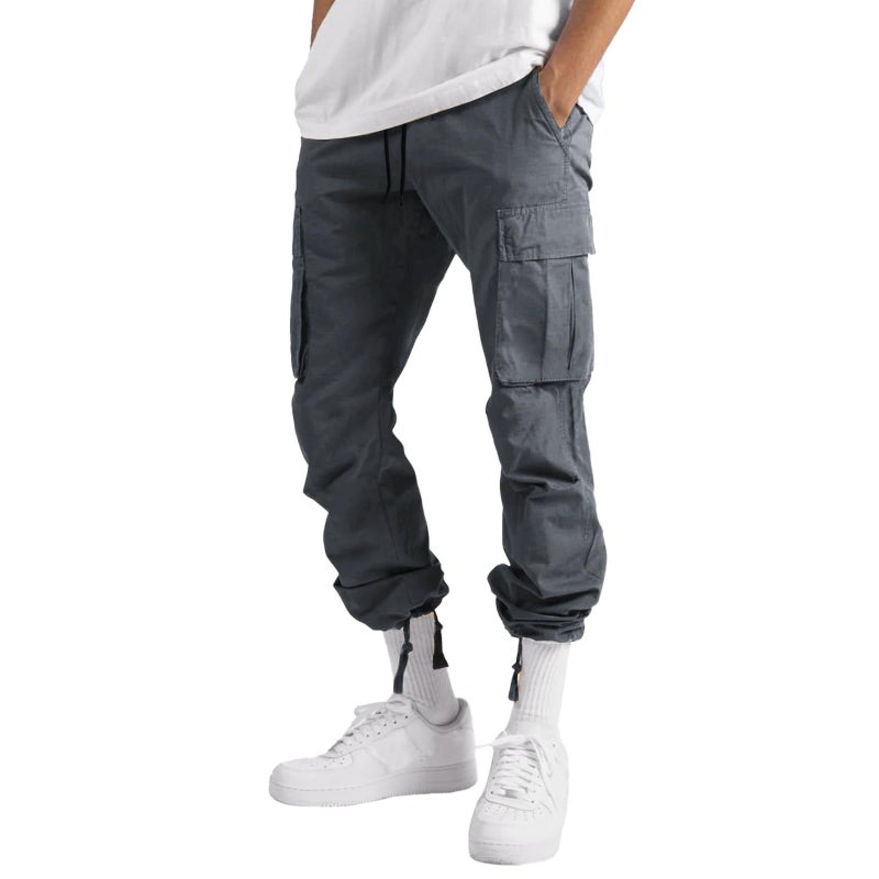 WZIKAI Mens Cargo Pants Casual Joggers Hiking Pants Loose Straight Athletic Workout Sweatpants with Pockets Gray XXL - Image 2