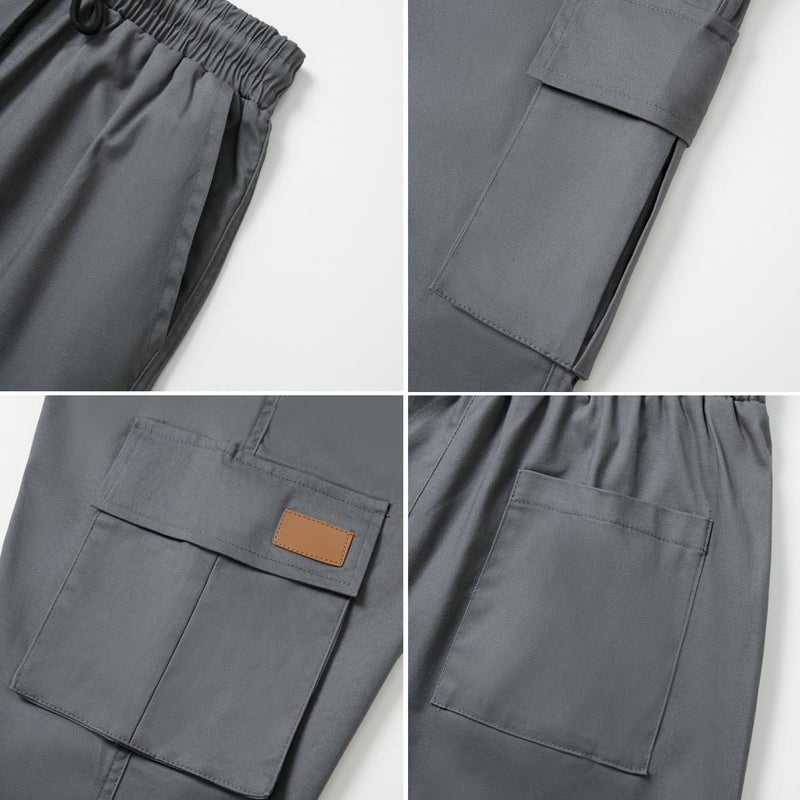 WZIKAI Mens Cargo Pants Casual Joggers Hiking Pants Loose Straight Athletic Workout Sweatpants with Pockets Gray XXL - Image 5