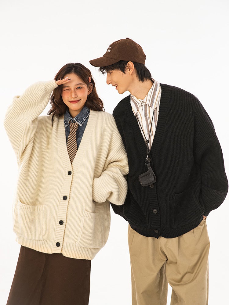 Textured Chunky Knit Cardigan Sweater For Men And Women, New Style, Heavyweight Versatile Casual Knitwear Jacket Q - Image 2