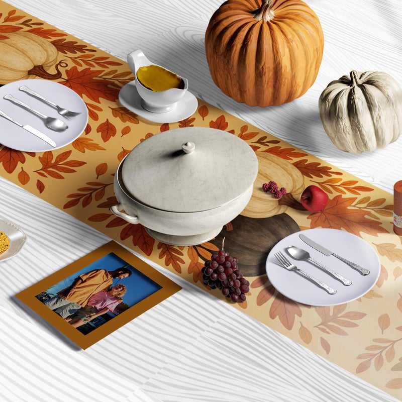 OHOME Thanksgiving Table Decor - Table Runner for Indoor Outdoor - Thanksgiving Decorations for Fall Friendsgiving | Thanksgiving Centerpieces Tablecloth Banner for Tables Room Office Kitchen - Image 5