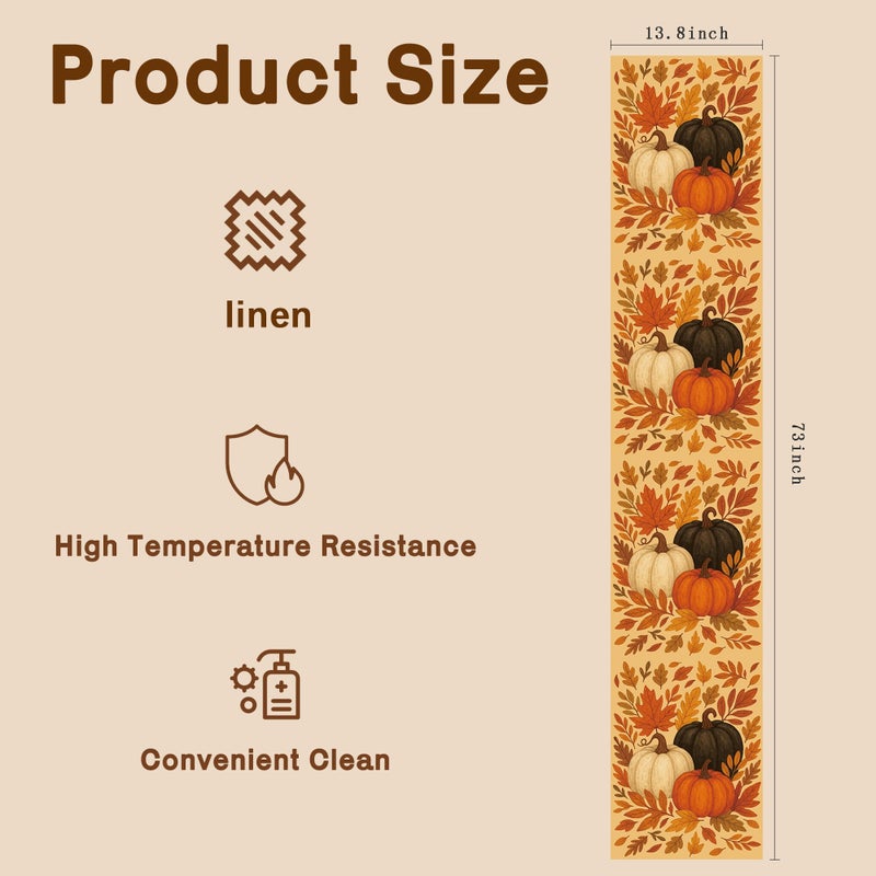 OHOME Thanksgiving Table Decor - Table Runner for Indoor Outdoor - Thanksgiving Decorations for Fall Friendsgiving | Thanksgiving Centerpieces Tablecloth Banner for Tables Room Office Kitchen - Image 2