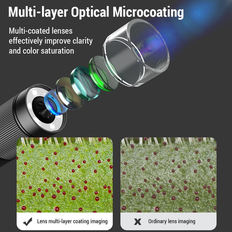 مجهر رقمي محمول: شاشة LCD بدقة عالية مقاس 2 بوصة، 6 أضواء LED قابلة للتعديل، تكبير 400 مرة - عدسة مغطاة عالية الجودة، توصيل USB بالكمبيوتر، حجم جيب للأطفال والهواة ومحبي العلوم - Image 2