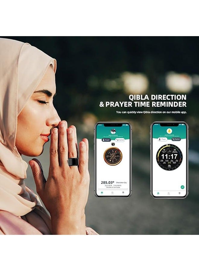 general Smart Qibla Muslim Tasbeeh Tasbih Zikr Ring with OLED Display Charging Dock, Islamic Electronics Zikir Prayer Reminder Finger Counter Ring with 5 Prayer Time Reminders (20mm) - Image 3