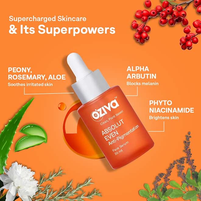 OZiva Absolut Even Anti-Pigmentation Face Serum (with Phyto Niacinamide, Phyto Alpha Arbutin, Aloe Vera & Rosemary) for Hyperpigmentation & Dark Spot Correction (Absolute Even Face Serum, 30ml) - Image 4