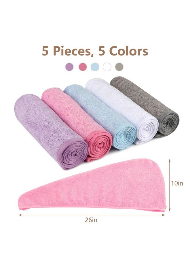 AIDEA AIDEA Microfiber Hair Towel Wrap, 5 Pack Hair Turbans, Super Absorbent Quick Dry Hair Towel Wrap for All Hair Types Anti Frizz, Hair Accessories for Women, 26"×10" - Image 3