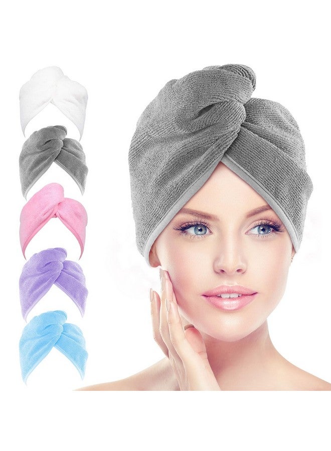 AIDEA AIDEA Microfiber Hair Towel Wrap, 5 Pack Hair Turbans, Super Absorbent Quick Dry Hair Towel Wrap for All Hair Types Anti Frizz, Hair Accessories for Women, 26"×10" - Image 1