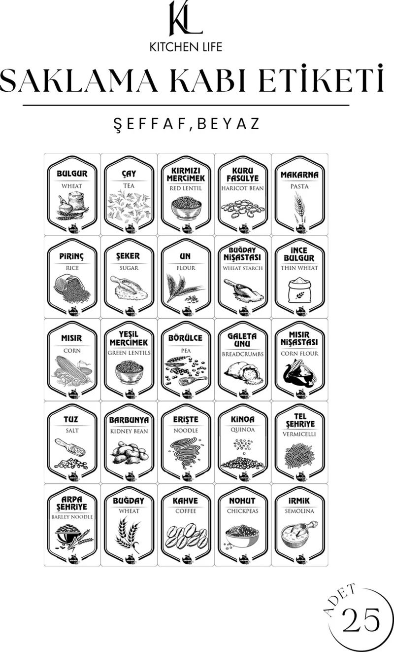 Kitchen Life 15-Piece Labeled Square Food Storage Container Set