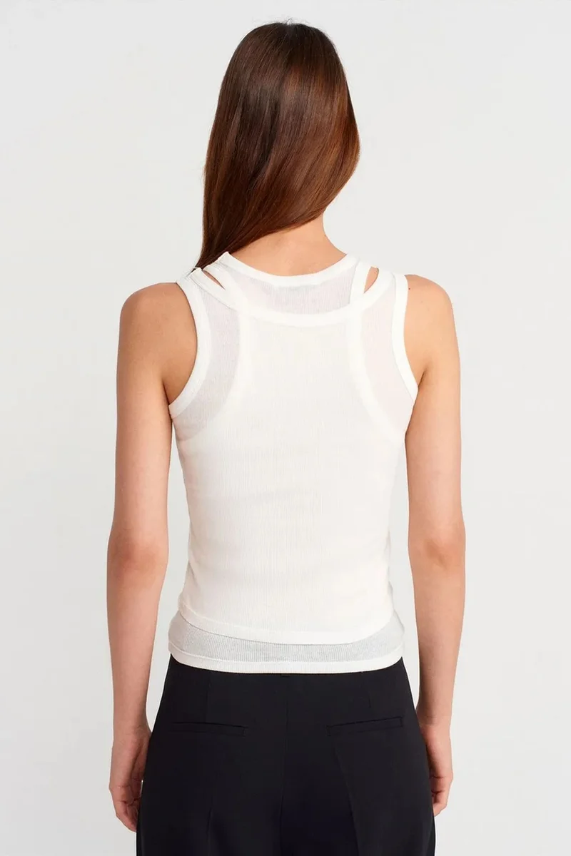 Dilvin White DILVIN Cotton Ribbed Crop Cami for Women | Best Price UAE