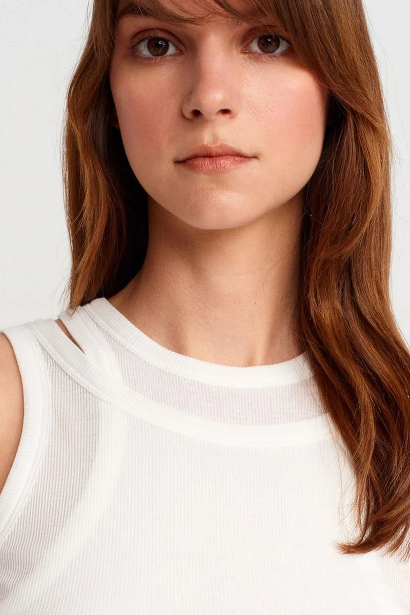 Dilvin White DILVIN Cotton Ribbed Crop Cami for Women | Best Price UAE
