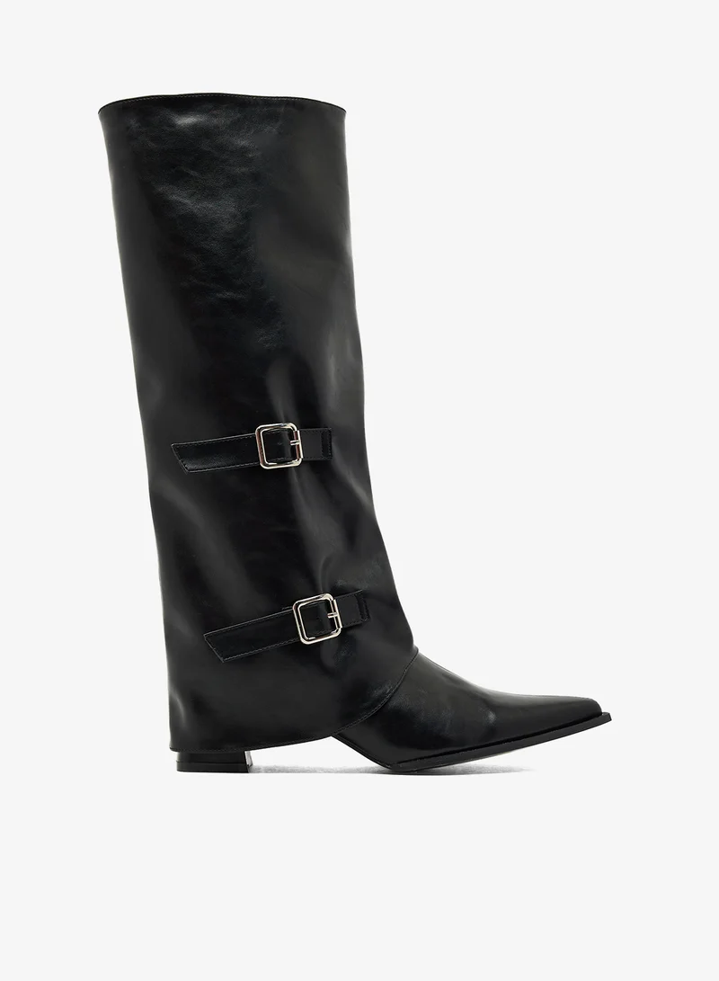 جينجر بوت بكعب عريض وطية علوية