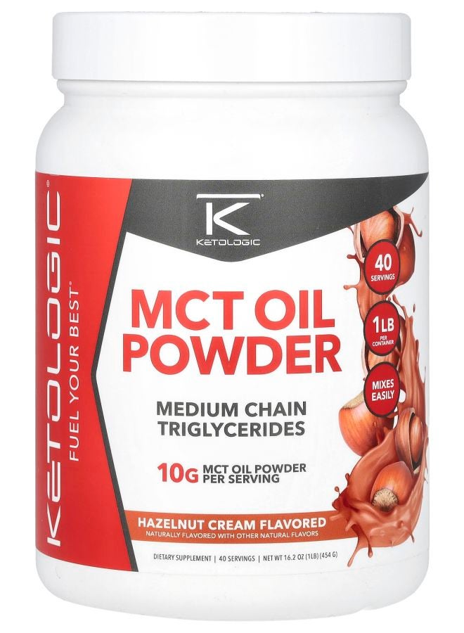 Ketologic MCT Oil Powder Hazelnut Cream 16.2 oz (454 g) - Image 1