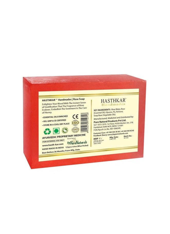 byPurenaturals - Hasthkar Handmades Natural Herbal Rose Handmade Soap Bar 125Gm - Image 1