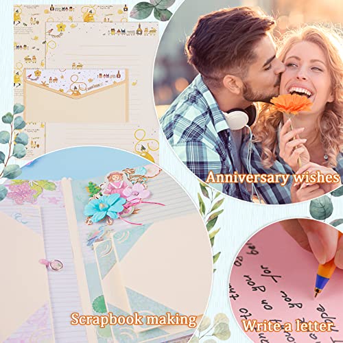 Tmtains 72Pcs Stationery Paper and Envelopes Set Contain 48Pcs Letter Paper 24Pcs Envelopes Double Sided Floral Design Lined Stationary Set for Writing Letters Poem Office School Supplies - Image 5