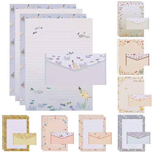 Tmtains 72Pcs Stationery Paper and Envelopes Set Contain 48Pcs Letter Paper 24Pcs Envelopes Double Sided Floral Design Lined Stationary Set for Writing Letters Poem Office School Supplies - Image 1