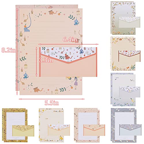 Tmtains 72Pcs Stationery Paper and Envelopes Set Contain 48Pcs Letter Paper 24Pcs Envelopes Double Sided Floral Design Lined Stationary Set for Writing Letters Poem Office School Supplies - Image 3