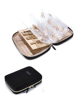 Bukela 2 Pcs  Jewellery Travel Organizer, Clear Jewellery Organizer, Ring Clip Jewellery Pouch, Clear Booklet Zip Pouch for Necklaces, Earrings, Rings and Bracelets, Black  - Image 1