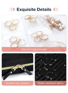 Bukela 2 Pcs  Jewellery Travel Organizer, Clear Jewellery Organizer, Ring Clip Jewellery Pouch, Clear Booklet Zip Pouch for Necklaces, Earrings, Rings and Bracelets, Black  - Image 5