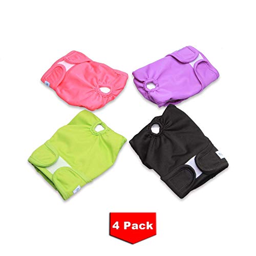 Teamoy 4pcs Washable Female Dog Diapers, Reusable Doggie Diaper Wraps for Female Dogs, Super-Absorbent and Comfortable, XS - Image 2