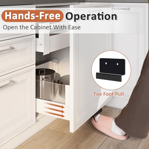 Cathyeen Cabinet Foot Pull, Foot Pulls for Trash Cabinet Drawer, Touchless Hands-Free Foot Handles Door Opener Tool for Pull Out Trash Can Under Cabinet, Kitchen Gadgets (Black) - Image 2