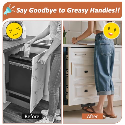 Cathyeen Cabinet Foot Pull, Foot Pulls for Trash Cabinet Drawer, Touchless Hands-Free Foot Handles Door Opener Tool for Pull Out Trash Can Under Cabinet, Kitchen Gadgets (Black) - Image 4