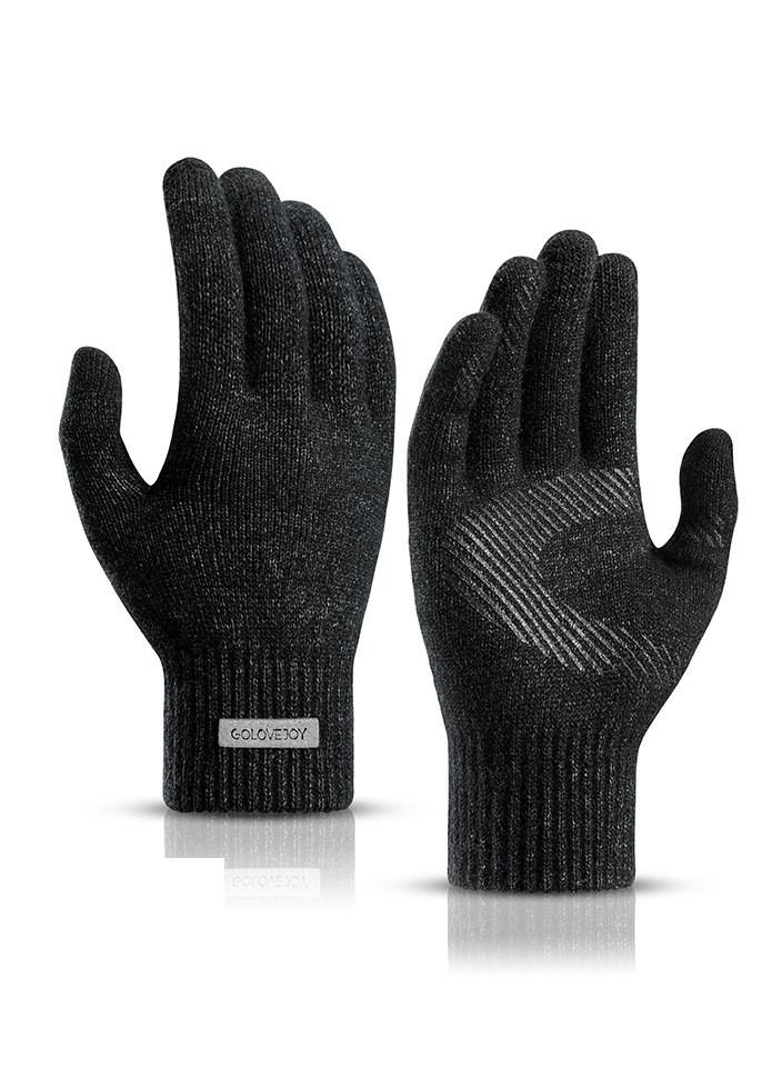 Golovejoy Men's Warm Windproof Plush Anti-skid Casual Business Gloves 