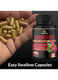 BMVINVOL Berberine Supplement 4700mg - High Potency with Ceylon Cinnamon, Turmeric - Supports Immune System - Berberine HCl Supplement Pills  - Image 3