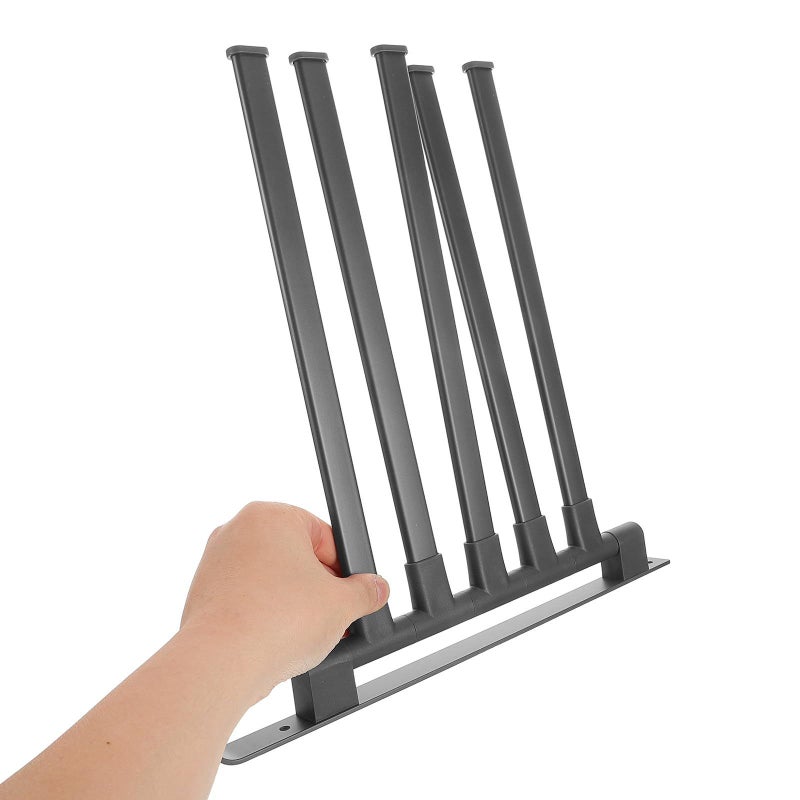 Gunmetal Gray Swivel Wall Mounted Towel Rack 5 Adjustable Foldable Rods Space Saving Bathroom Holder - Image 5