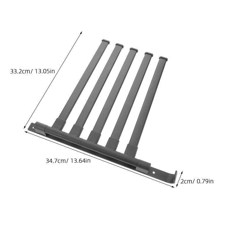 Gunmetal Gray Swivel Wall Mounted Towel Rack 5 Adjustable Foldable Rods Space Saving Bathroom Holder - Image 3