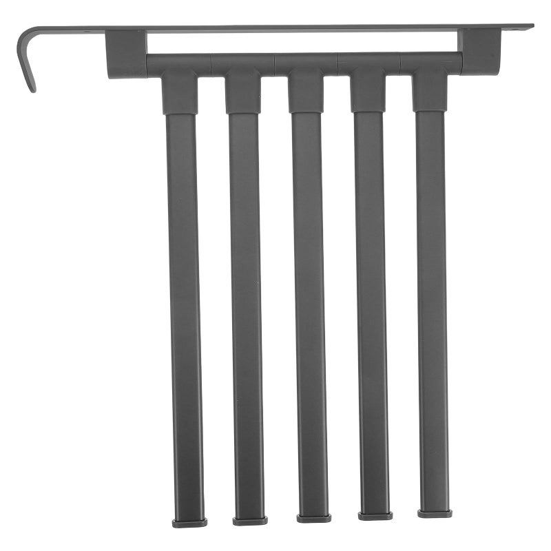 Gunmetal Gray Swivel Wall Mounted Towel Rack 5 Adjustable Foldable Rods Space Saving Bathroom Holder - Image 2