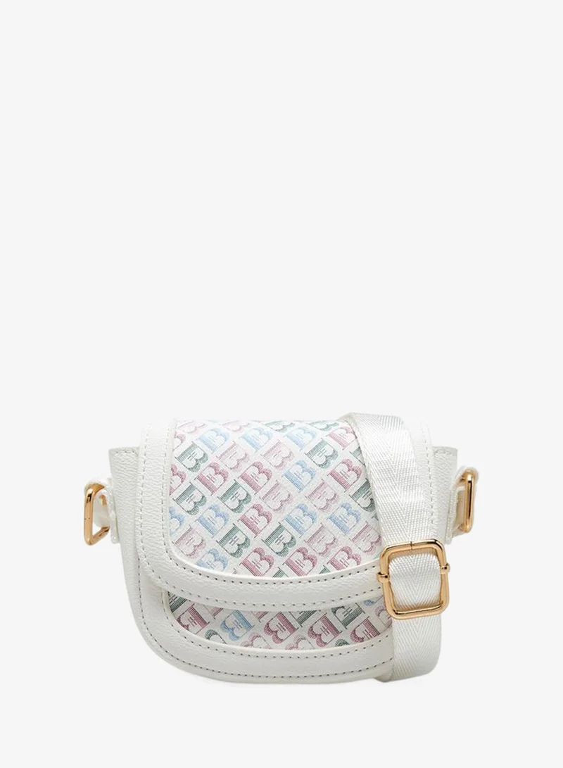 Flora Bella By Shoexpress Monogram Print Crossbody Bag With Adjustable Strap