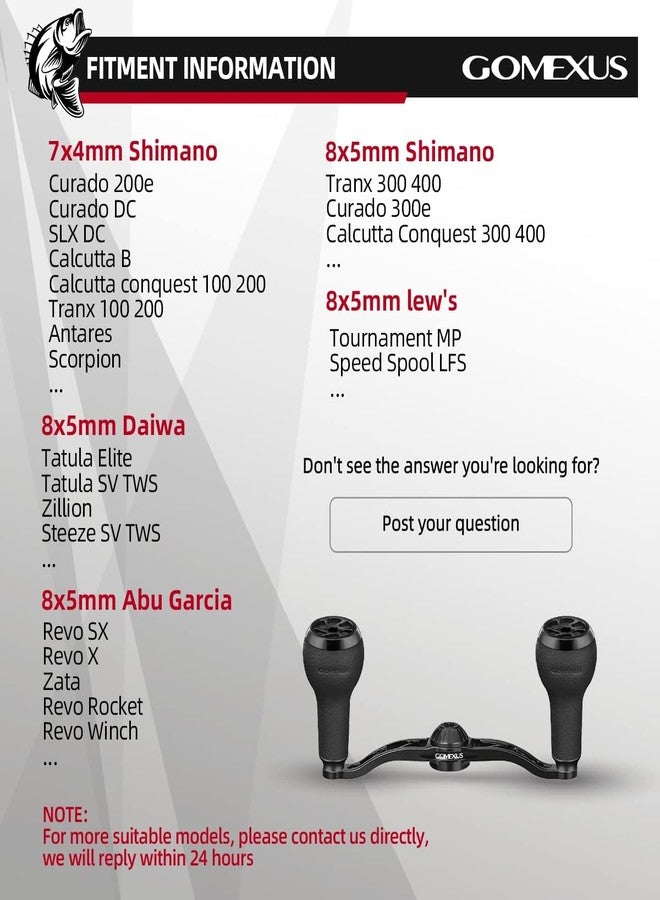 GOMEXUS Reel Power Handle Compatible for Abu Garcia Ambassadeur C4 Revo Black Max Low Profile Shimano Tranx 300 400 Daiwa Lexa Quantum Axle 8x5mm CNC Machining Aluminum Reel Handle 120mm - Image 4