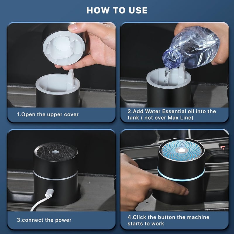 Difusores de fragancia de coche, ambientadores, mini humidificador ultrasónico alimentado por USB, difusor de aceite para vehículo - Image 5