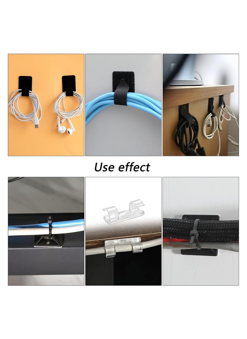DMG TECH - 204pcs Cord Management Kit, Include 4 Cable Sleeve Split with 45 Self Adhesive Cable Clips Holder, 5 Rolls and 30 pcs Adhesive Ties, 100 Nylon Fasten Cable Ties for TV Office Car Desk Home - Image 1