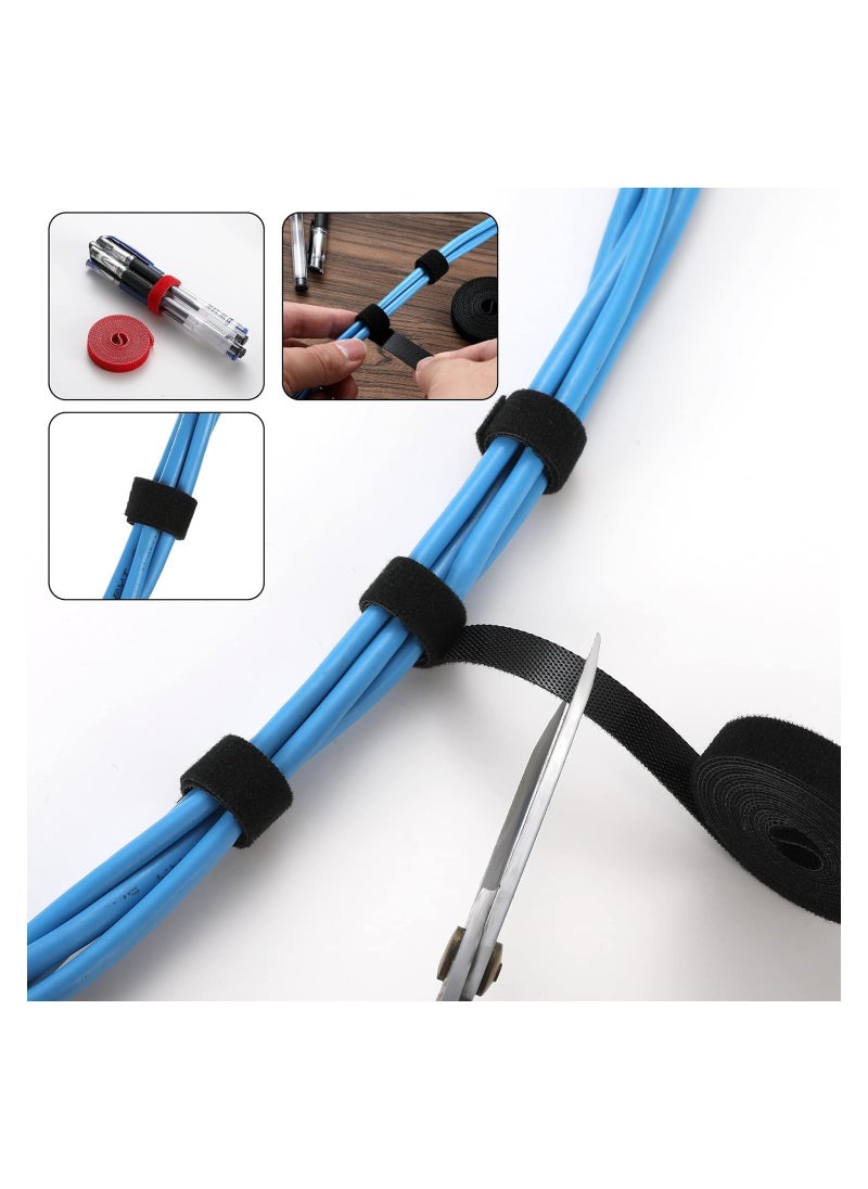 DMG TECH - 204pcs Cord Management Kit, Include 4 Cable Sleeve Split with 45 Self Adhesive Cable Clips Holder, 5 Rolls and 30 pcs Adhesive Ties, 100 Nylon Fasten Cable Ties for TV Office Car Desk Home - Image 1