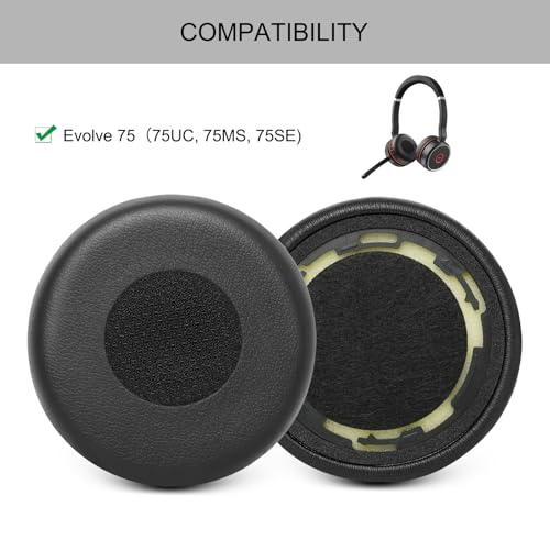 G GVOEARS Gvoears Evolve 75 Ear Pads Replacement Ear Cushion for Jabra Evolve 75(75UC 75MS 75SE) with High Density Memory Foam - Image 2