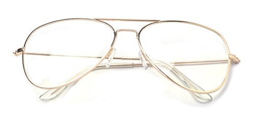 Outray Classic Aviator Non Prescription Metal Frame Clear Lens Glasses for Women Men (Gold) - Image 3
