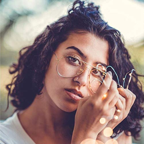 Outray Classic Aviator Non Prescription Metal Frame Clear Lens Glasses for Women Men (Gold) - Image 5