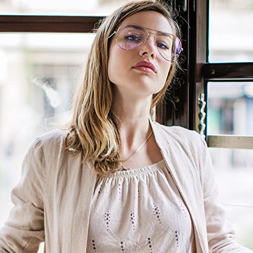 Outray Classic Aviator Non Prescription Metal Frame Clear Lens Glasses for Women Men (Gold) - Image 4