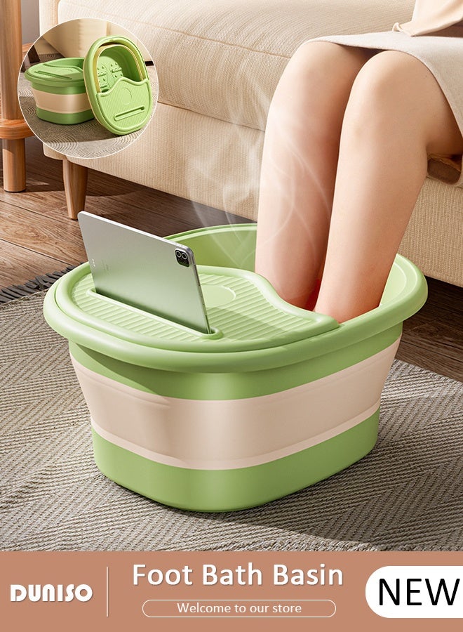 DUNISO Collapsible Foot Soak Tub Foldable Foot Bath Tub With Cover Large Capacity Foot Washing Basin Portable Foot Bath Basin for Soaking Feet Storable Plastic Foot Soaking Tub for At Home Relax Foot Spa Treatment  - Image 1