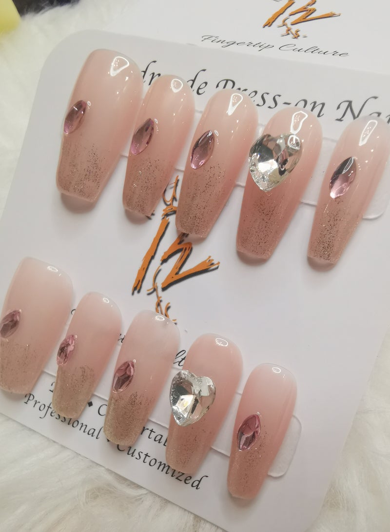 Binzo Beauty Handmade Press On Nails, 10pcs, Nails Art , Acrylic Nails, False Nails, Luxury Collection, Luxury Nails Arts, New Accessories， Wedding Nails，Party Nails. - Image 3