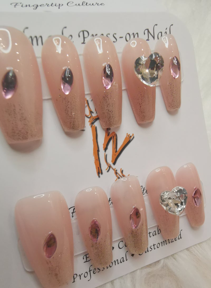 Binzo Beauty Handmade Press On Nails, 10pcs, Nails Art , Acrylic Nails, False Nails, Luxury Collection, Luxury Nails Arts, New Accessories， Wedding Nails，Party Nails. - Image 2