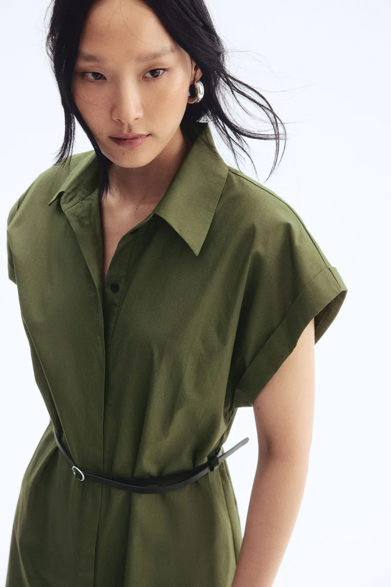 H&M Belted poplin dress