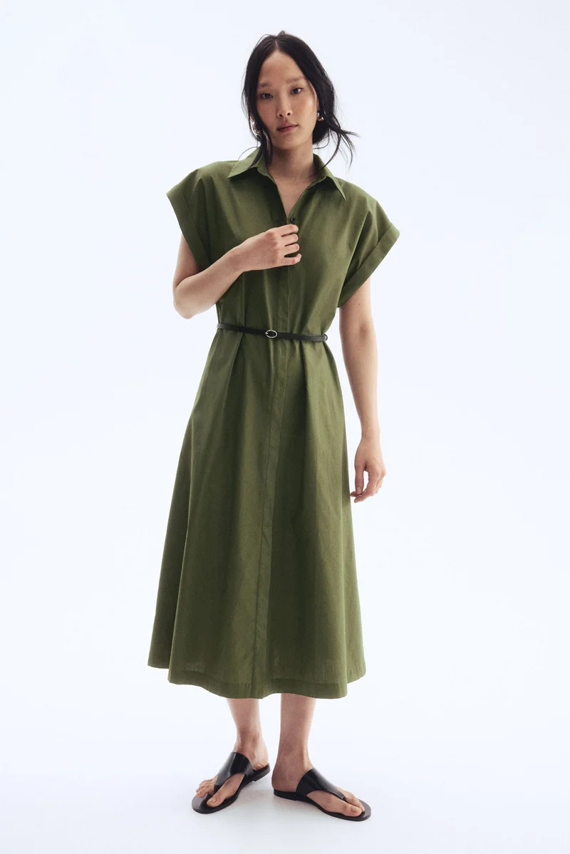 H&M Belted poplin dress