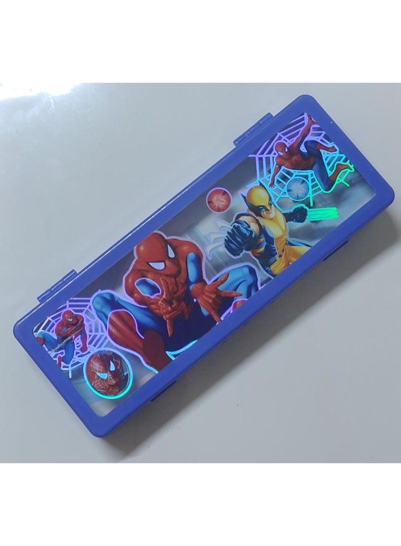 مقلمه مدرسية ذكيه رائعه بدرجين و برقم سري أشكال مختلفة، منظم اللوازم المدرسية للطلاب ( اللون ازرق ) - Image 1