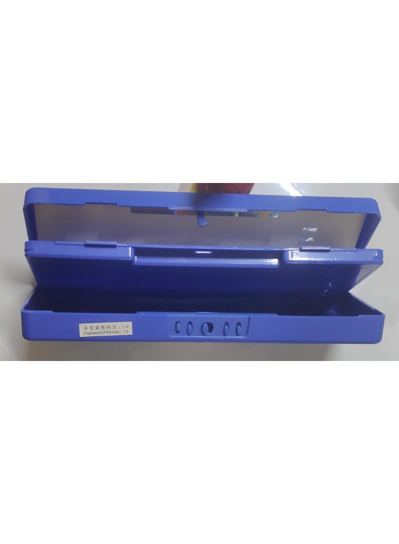 مقلمه مدرسية ذكيه رائعه بدرجين و برقم سري أشكال مختلفة، منظم اللوازم المدرسية للطلاب ( اللون ازرق ) - Image 2