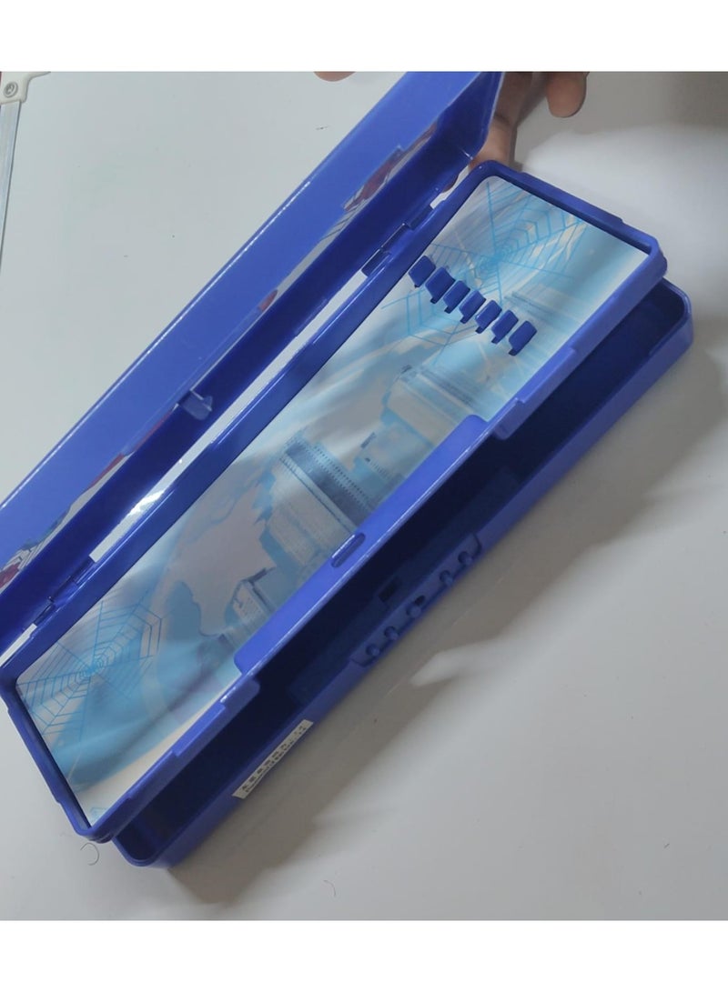 مقلمه مدرسية ذكيه رائعه بدرجين و برقم سري أشكال مختلفة، منظم اللوازم المدرسية للطلاب ( اللون ازرق ) - Image 3