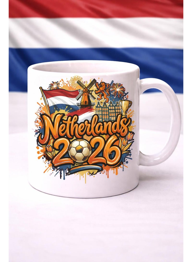 Netherlands 2026 World Cup Commemorative White Ceramic Coffee Mug