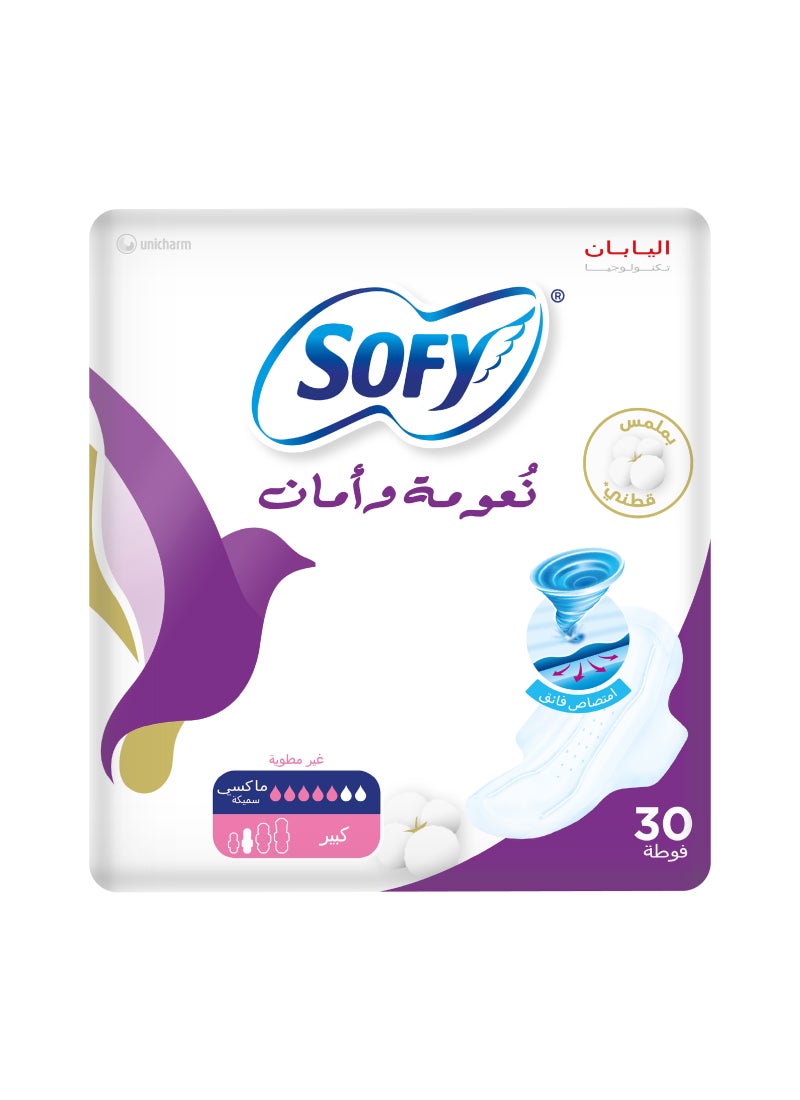 Sofy Soft And Secure Unfolded Sanitary Pads With Wings Maxi Compressed Large Pack of 30 30 Pcs - Image 2
