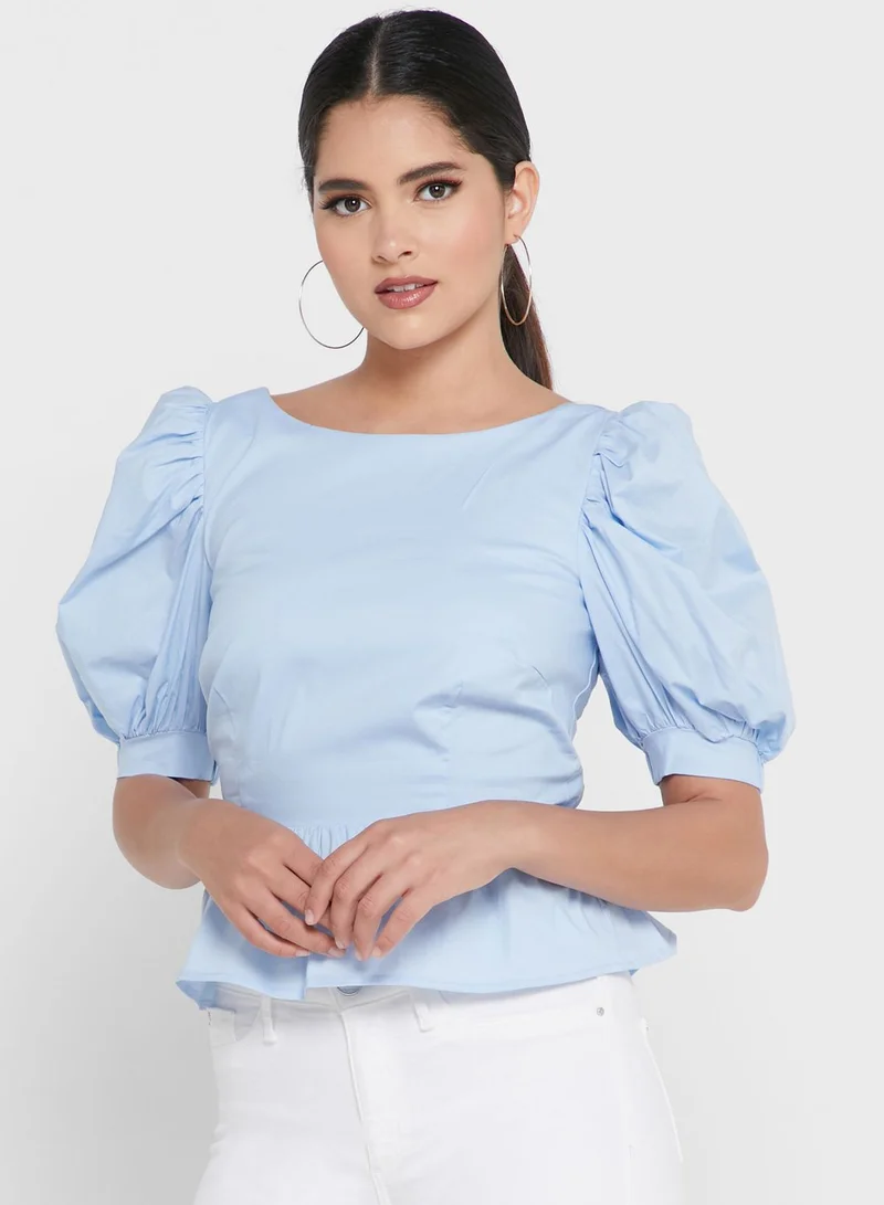 Bardot Puff Sleeve Top